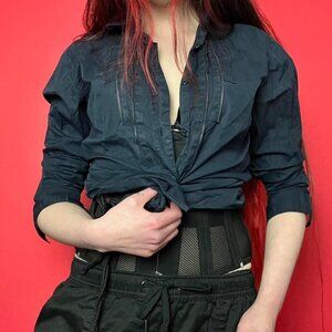 Paul black  / Navy blue blouse with zipper accenting 💙🩶​​​​